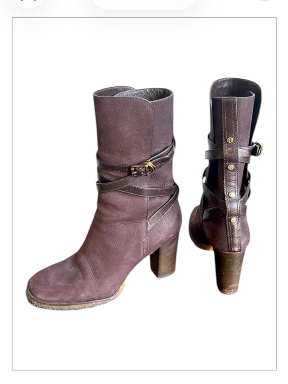 Tory Burch Valcuna Jamie Brown Studded Boots Size 9.5
